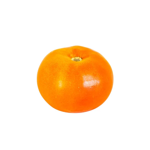 Eine Reife Leuchtend Rote Tomate Isoliert Auf Weißem Hintergrund — Stockfoto