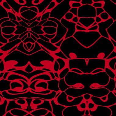 Parlak kırmızı ve siyah tonlarda kusursuz soyut desen