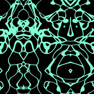 Aquamarine ve siyah tonlarda kusursuz soyut desen