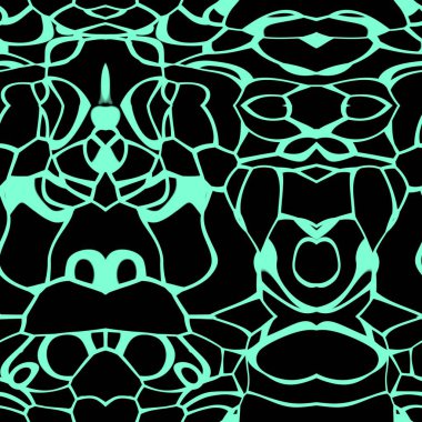 Aquamarine ve siyah tonlarda kusursuz soyut desen