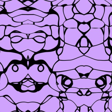 Leylak ve siyah tonlarda kusursuz soyut desen