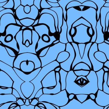 Gökyüzü mavi ve siyah tonlarda kusursuz soyut desen