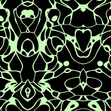 Soluk yeşil ve siyah tonlarda kusursuz soyut desen