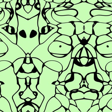 Soluk yeşil ve siyah tonlarda kusursuz soyut desen