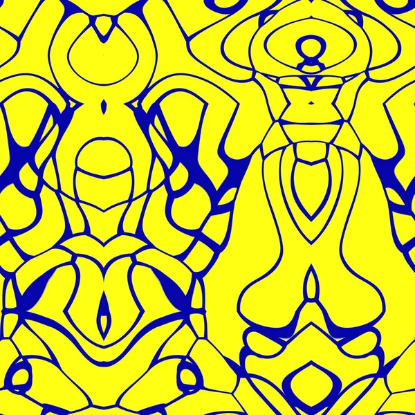 黄色とロイヤルブルーのトーンでシームレス抽象的なパターン — ストック写真