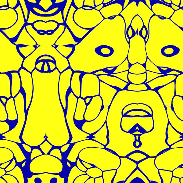 Seamless abstract pattern in yellow and royal blue tones