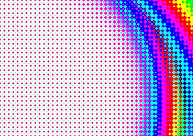 Pop sanat tarzında deseni olan soyut parlak arkaplan, hediye kartları için renkli arkaplan, web sitesi, kartpostallar, iç tasarım, çıkartmalar, ambalaj kağıdı, reklamcılık