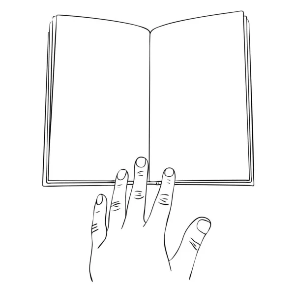 Ilustración Vectorial Libro Vacío Abierto Aislado Mano Colores Blanco Negro — Vector de stock