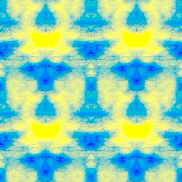 デジタルイラスト 立体感のある幾何学的な抽象的なシームレスなパターン 青と黄色 — ストック写真