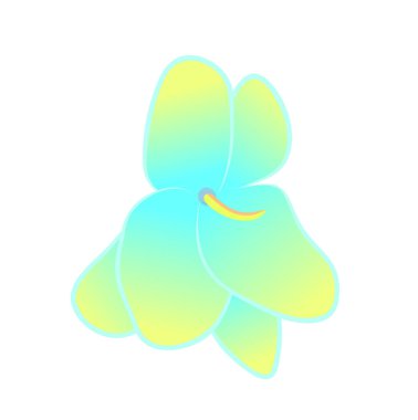 Vektör illüstrasyon, düz mavi çizgi film sarı menekşe saintpaulia çiçeği beyaz arka planda izole