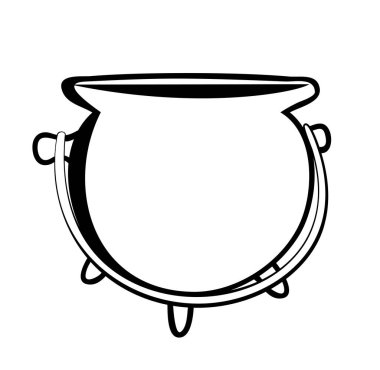 Vektör illüstrasyonu, izole edilmiş siyah beyaz tencere