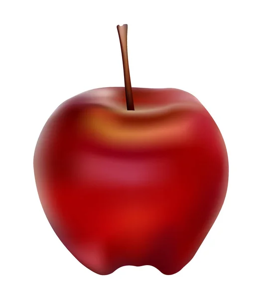 ベクトルイラスト 完熟した全体の現実的なリンゴのグレードレッドチーフ白の背景に隔離された尾 — ストックベクタ