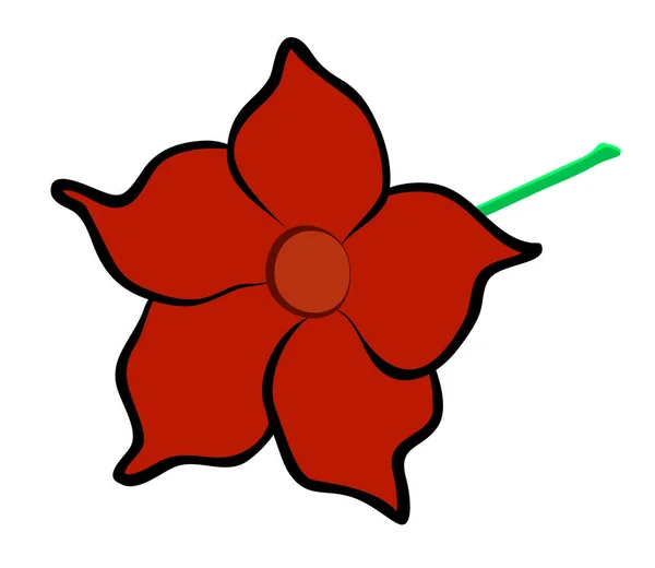 Illustration Vectorielle Dessin Animé Plat Rouge Mandevilla Fleur Isolée Sur — Image vectorielle