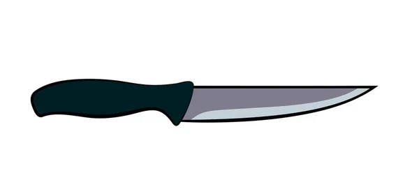 Vector Illustration Flat Cartoon Kitchen Knife Dark Grey Handle Isolated — Stock Vector