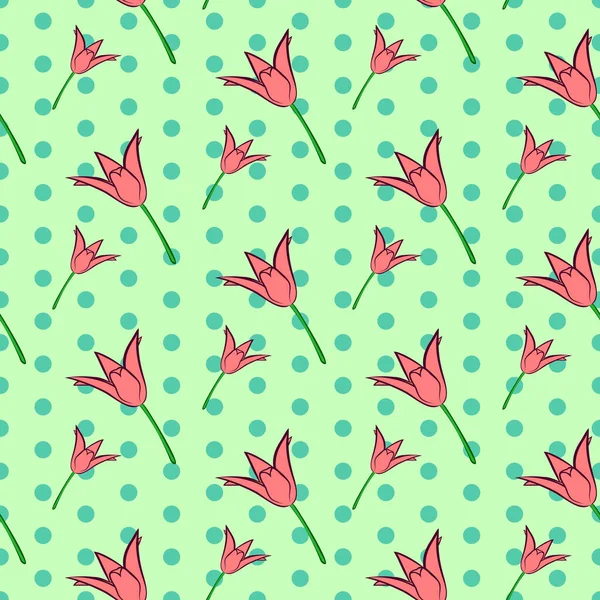 Illustration Vectorielle Motif Floral Sans Couture Brillant Belles Fleurs Tulipe — Image vectorielle