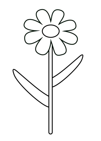 Vektor Illustration Isolierte Asymmetrische Cartoon Blume Schwarz Weißen Farben — Stockvektor