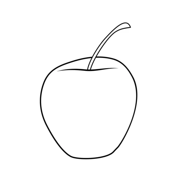 Ilustracja Wektora Pojedyncze Asymetryczne Jabłko Kreskówki Czarno Białych Kolorach — Wektor stockowy
