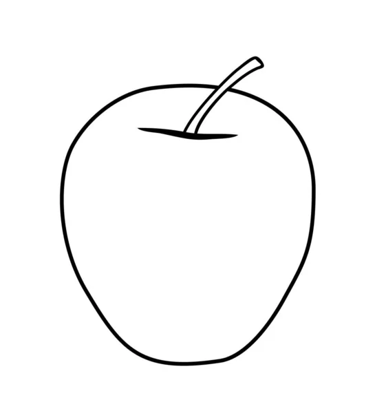 Ilustracja Wektora Pojedyncze Asymetryczne Jabłko Kreskówki Czarno Białych Kolorach — Wektor stockowy