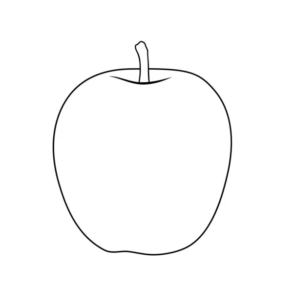 ベクトルイラスト 黒と白の色で隔離されたリンゴの果実 アウトライン手描き — ストックベクタ