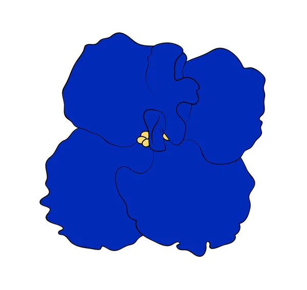 ベクターイラスト 分離青紫色の花 アウトライン手描き — ストックベクタ