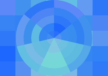 Büyük mavi renk kare pikselleri ve daireleri olan soyut dekoratif arkaplan