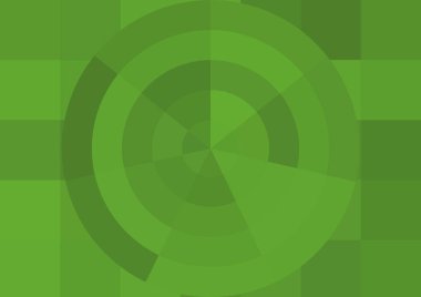 Büyük yeşil renk kare pikselleri ve daireleri olan soyut dekoratif arkaplan