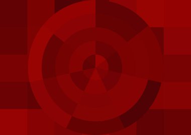 Büyük kırmızı kare pikselleri ve dairesi olan soyut dekoratif arkaplan