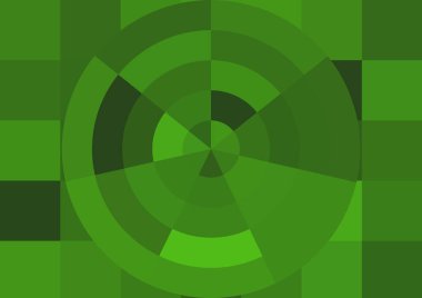 Büyük yeşil renk kare pikselleri ve daireleri olan soyut dekoratif arkaplan