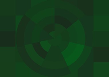 Büyük yeşil renk kare pikselleri ve daireleri olan soyut dekoratif arkaplan