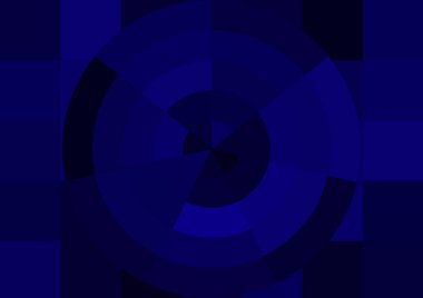 Büyük mavi renk kare pikselleri ve daireleri olan soyut dekoratif arkaplan