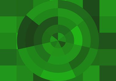 Büyük yeşil renk kare pikselleri ve daireleri olan soyut dekoratif arkaplan