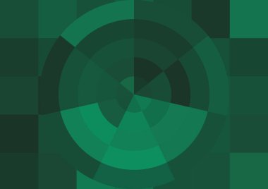 Büyük yeşil renk kare pikselleri ve daireleri olan soyut dekoratif arkaplan