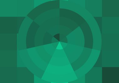 Büyük yeşil renk kare pikselleri ve daireleri olan soyut dekoratif arkaplan