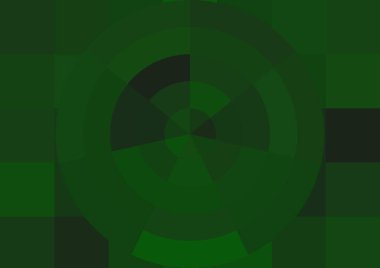 Büyük yeşil renk kare pikselleri ve daireleri olan soyut dekoratif arkaplan