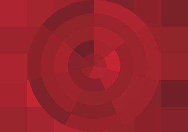 Büyük kırmızı kare pikselleri ve dairesi olan soyut dekoratif arkaplan