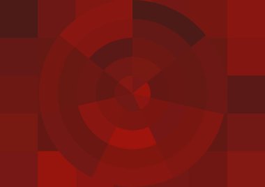 Büyük kırmızı kare pikselleri ve dairesi olan soyut dekoratif arkaplan