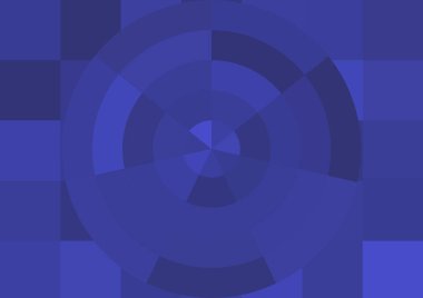 Büyük mavi renk kare pikselleri ve daireleri olan soyut dekoratif arkaplan