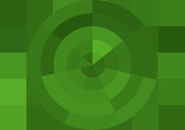 Büyük yeşil renk kare pikselleri ve daireleri olan soyut dekoratif arkaplan