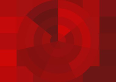 Büyük kırmızı kare pikselleri ve dairesi olan soyut dekoratif arkaplan