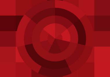 Büyük kırmızı kare pikselleri ve dairesi olan soyut dekoratif arkaplan