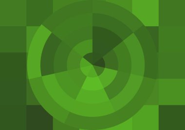 Büyük yeşil renk kare pikselleri ve daireleri olan soyut dekoratif arkaplan