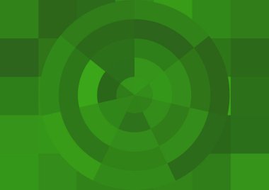 Büyük yeşil renk kare pikselleri ve daireleri olan soyut dekoratif arkaplan