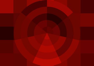 Büyük kırmızı kare pikselleri ve dairesi olan soyut dekoratif arkaplan