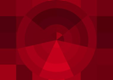 Büyük kırmızı kare pikselleri ve dairesi olan soyut dekoratif arkaplan