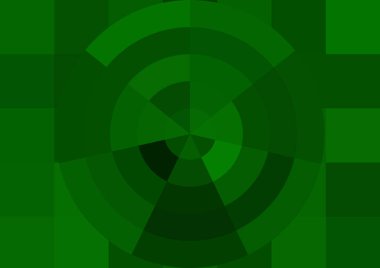 Büyük yeşil renk kare pikselleri ve daireleri olan soyut dekoratif arkaplan