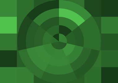 Büyük yeşil renk kare pikselleri ve daireleri olan soyut dekoratif arkaplan