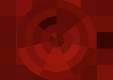 Büyük kırmızı kare pikselleri ve dairesi olan soyut dekoratif arkaplan