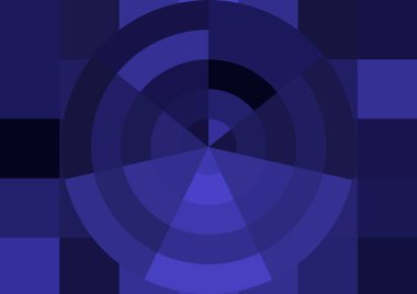 Büyük mavi renk kare pikselleri ve daireleri olan soyut dekoratif arkaplan