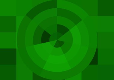 Büyük yeşil renk kare pikselleri ve daireleri olan soyut dekoratif arkaplan