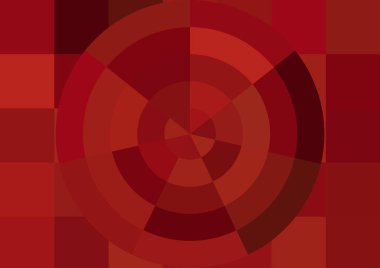 Büyük kırmızı kare pikselleri ve dairesi olan soyut dekoratif arkaplan